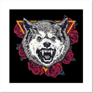 Red Rose And Wolf Posters and Art